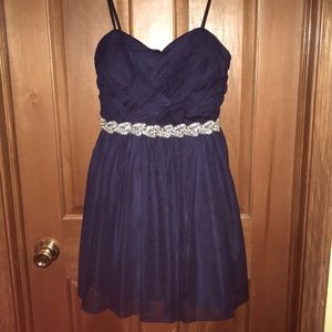 Navy Strapless Juniors Dress